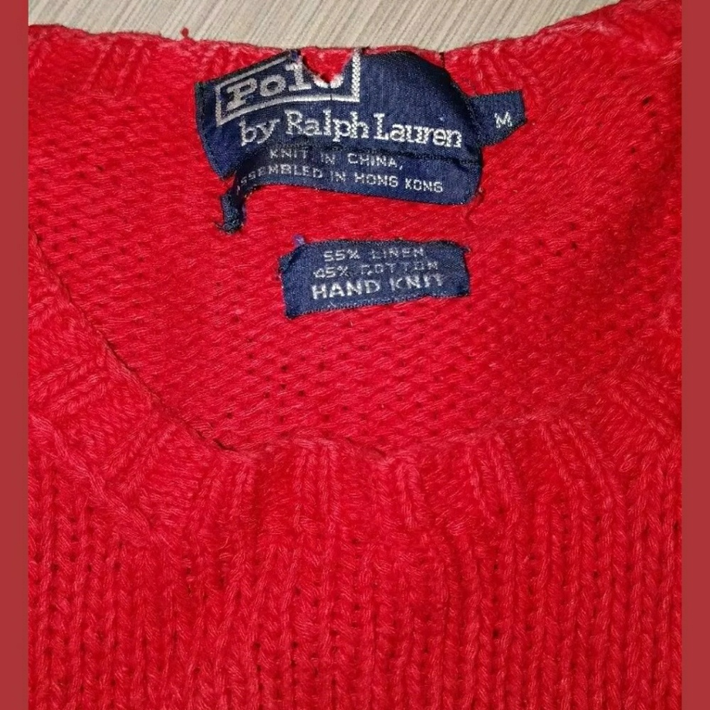 Vintage Polo Ralph Lauren Red Sit-down Teddy knit